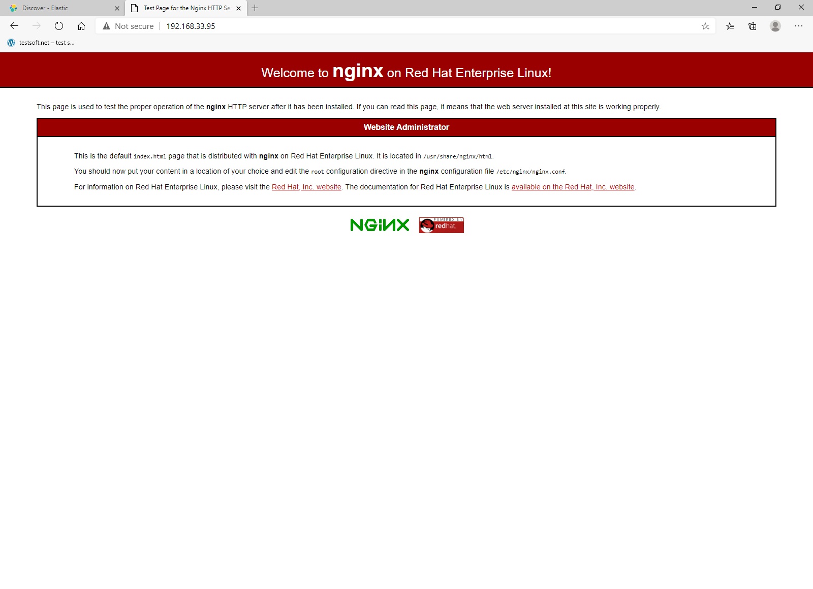 Nginx standard web page.